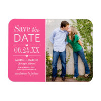Moderne Hot Pink Hearts Mariage Photo Enregistrer 