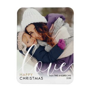 Magnet Flexible Moderne Joyeux Noël Photo Script Amour Chic