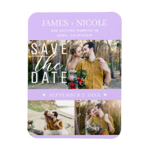 Magnet Flexible Moderne Lavande Pastel Enregistrer la Date 3 Photo