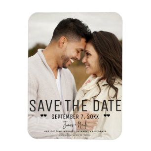 Magnet Flexible Moderne Photo de mariage de type noir "Save the Da