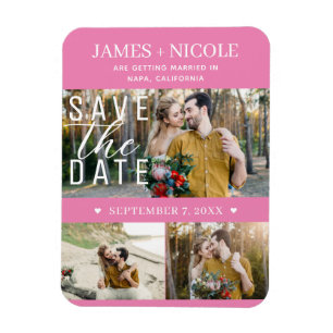 Magnet Flexible Moderne Rose Save the Date Mariage 3 Photos