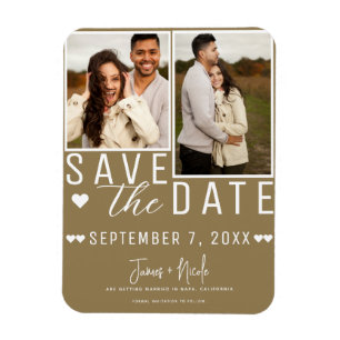 Magnet Flexible Moderne Rustique Marron Save the Date 2 Photo Mari