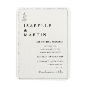 Magnet Flexible Moderne Sauvegarder la date Faux Deckled Edge Mari