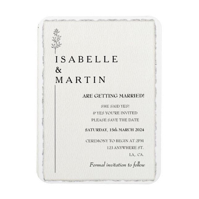 Magnet Flexible Moderne Sauvegarder la date Faux Deckled Edge Mari (Vertical)