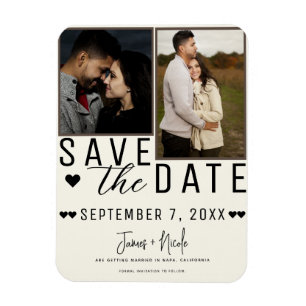Magnet Flexible Moderne Save the Date de mariage 2 photos couleur