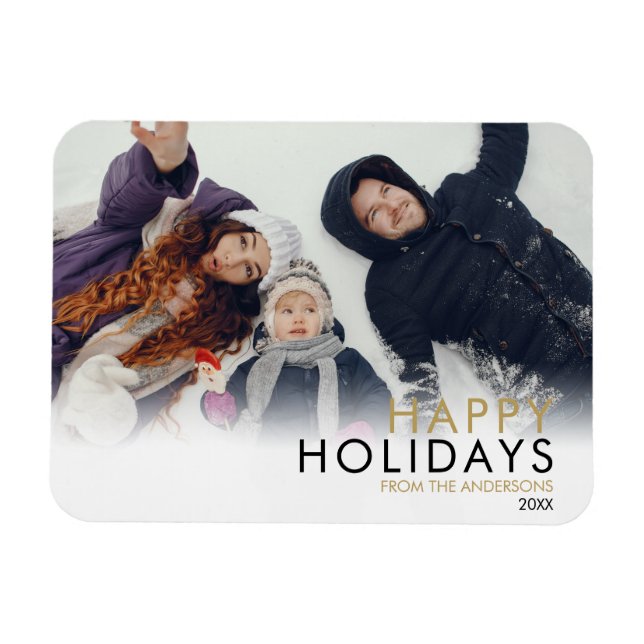 Magnet Flexible Moderne Simple Photo de famille Noël (Horizontal)