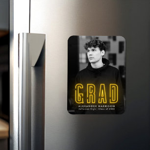 Magnet Flexible Moderne Yellow Neon Vertical Photo Graduation