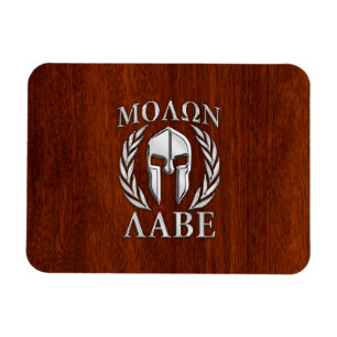 Magnet Flexible Molon Labe Spartan Warris Laurels Chro Wood Print