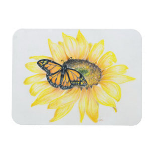 Magnet Flexible Monarque et tournesol à aimants du réfrigérateur