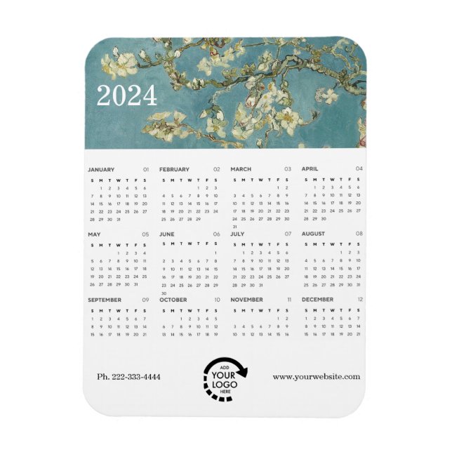 Magnet Flexible Monet Peinture Business Logo 2024 Calendrier (Vertical)