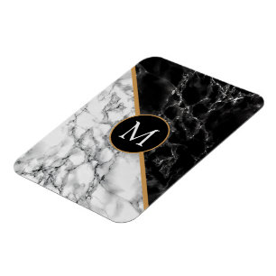 Magnet Flexible Monogram Black White Marble - Your Letter / Years