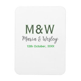 Magnet Flexible Monogramme couple gris vert moderne date romantiqu