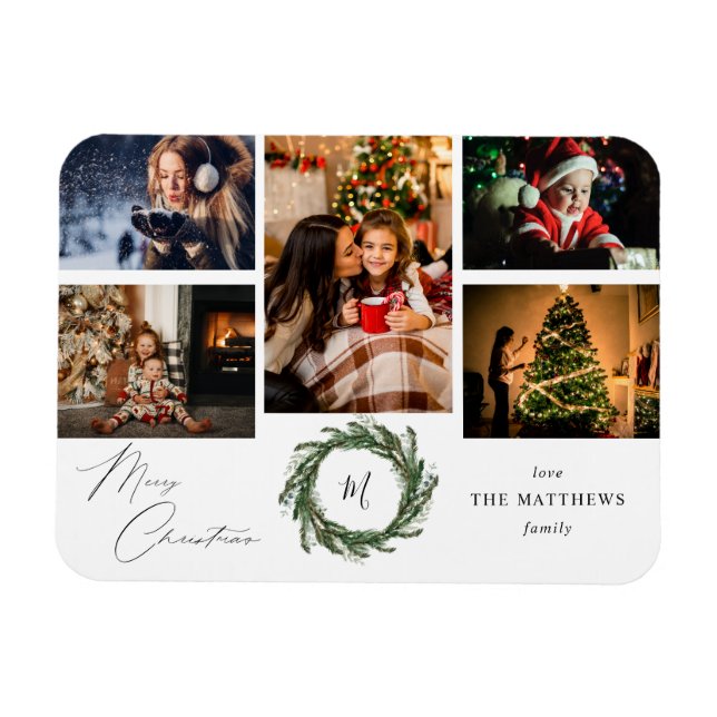 Magnet Flexible Monogramme de couronne budgétaire 5 Photo Joyeux N (Horizontal)