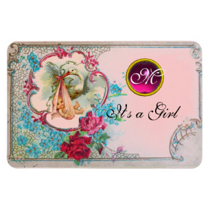 MAGNET FLEXIBLE MONOGRAMME DE DOUCHE POUR FILLES BÉBÉ EN STORK