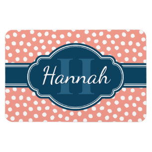 Magnet Flexible Monogramme de marine Motif rose blanc pointillé