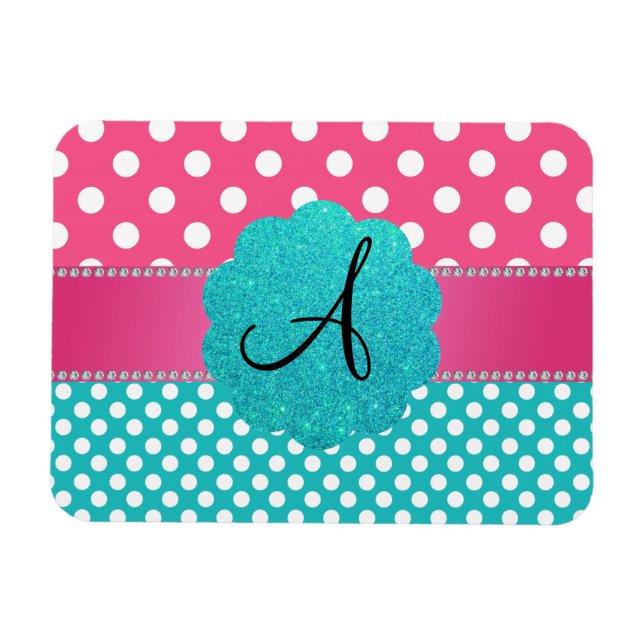Magnet Flexible Monogramme diamants pois rose (Horizontal)