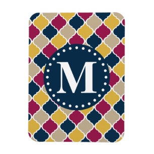 Magnet Flexible Monogramme en lattice marocain Fuchsia Navy