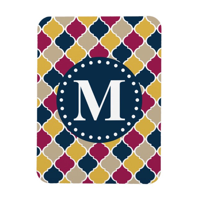 Magnet Flexible Monogramme en lattice marocain Fuchsia Navy (Vertical)