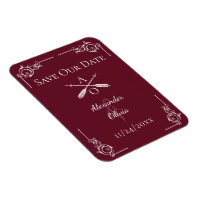 Monogramme et flèches rouge vigne la date