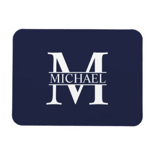 Magnet Flexible Monogramme et nom personnalisés bleu marine