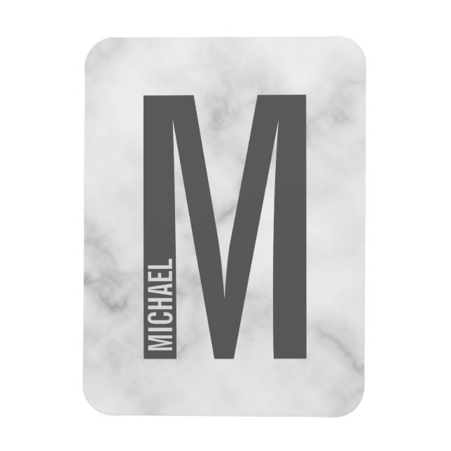 Magnet Flexible Monogramme et nom personnalisés modernes (Vertical)