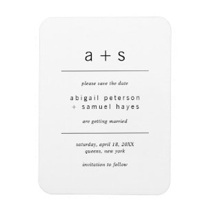 Magnet Flexible Monogramme minimaliste noir et blanc Enregistrer l