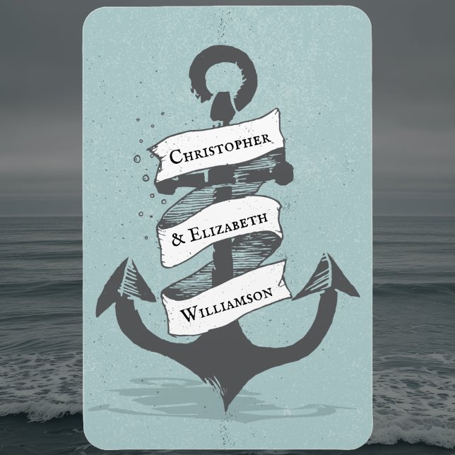 Magnet Flexible Monogramme nautique Monogramme de croisière Porte  (Nautical Ship Anchor - Cruise Ship Door Decor. Monogrammed with names. )