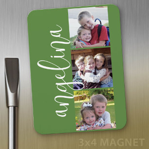 Magnet Flexible Monogramme personnalisé Collage de 3 photos tendan