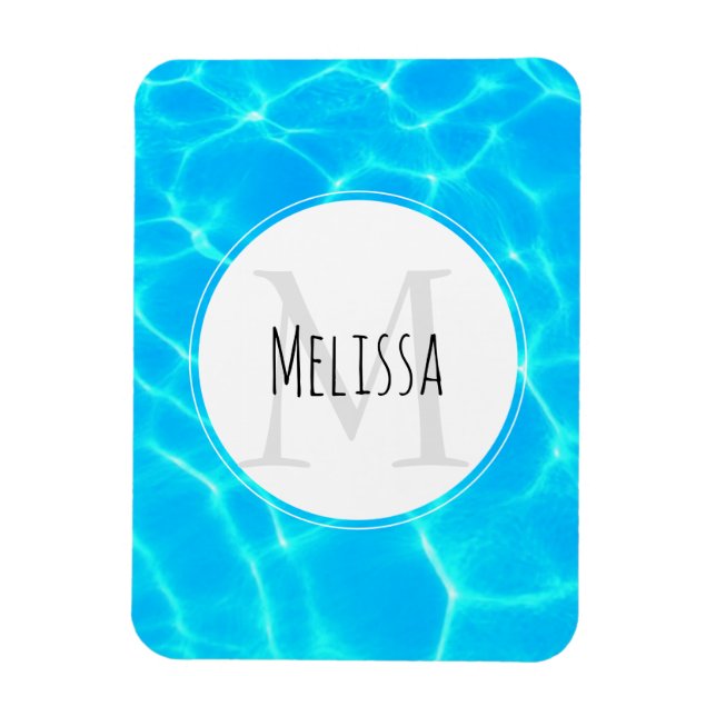 Magnet Flexible Monogramme photo de la piscine bleu clair (Vertical)