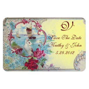 Magnet Flexible MONOGRAMME ROMANTİCA, Enregistrer La Date, Jaune