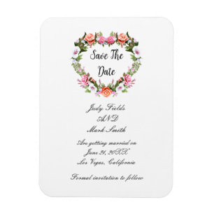 Magnet Flexible Monogramme Romantique Roses Floral Coeur Enregistr