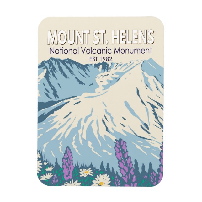 Magnet Flexible Monument national du volcan Sainte-Hélène Rétro (Vertical)