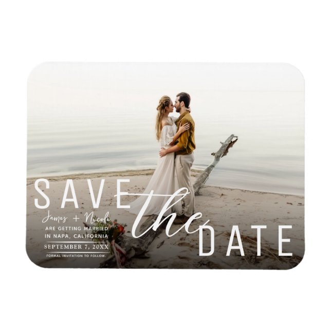 Magnet Flexible Moody Black Overlay Photo Enregistrer la date Mari (Horizontal)
