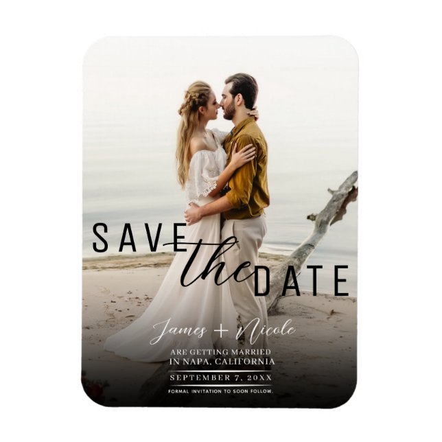 Magnet Flexible Moody Overlay photo moderne Enregistrer la date Ma (Vertical)