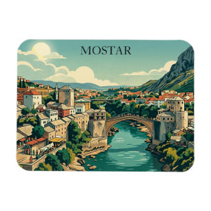 Magnet Flexible Mostar Bosnie Vieux Pont Stari Most Rétro Voyage