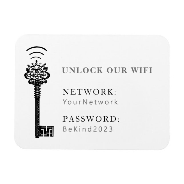 Magnet Flexible Mot de passe Wifi invité et réfrigérateur réseau (Horizontal)