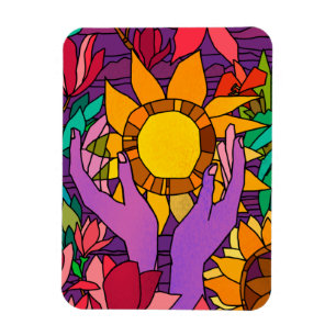 Magnet Flexible Motif amusant avec des fleurs et des mains