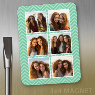 Magnet Flexible Motif Chevron Mint avec Collage Photo 6 Tendance