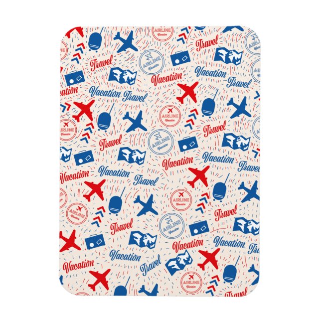 Magnet Flexible Motif de voyage rétro. (Vertical)