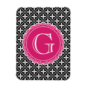 Magnet Flexible Motif en treillis floral noir rose chaud