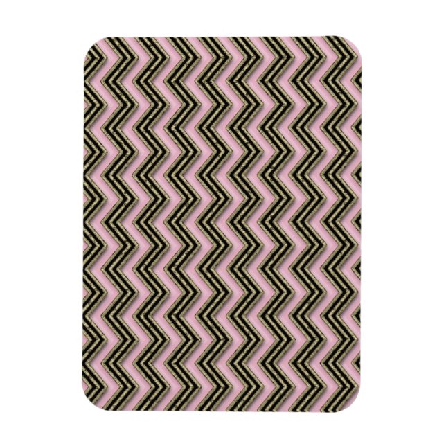 Magnet Flexible Motif Zigzag noir et rose (Vertical)