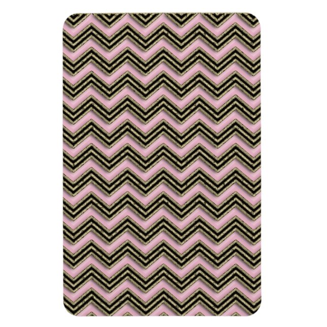 Magnet Flexible Motif Zigzag noir et rose (Vertical)