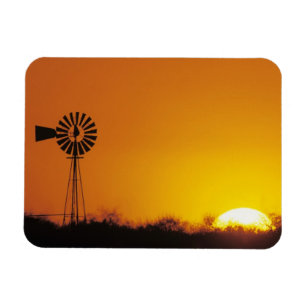 Magnet Flexible Moulin à vent au coucher du soleil, Sinton, Texas