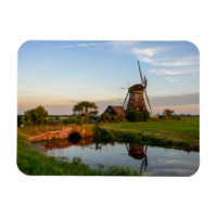 Moulin à vent en Hollande rurale Aimant rectangula
