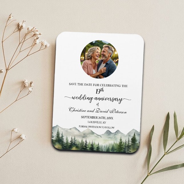 Magnet Flexible Mountain Pine 19e Anniversaire de Mariage Enregist (Créateur téléchargé)