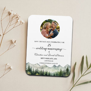 Magnet Flexible Mountain Pine 25 Anniversaire du Mariage Enregistr
