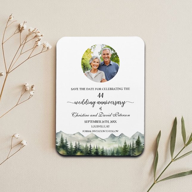 Magnet Flexible Mountain Pine 44 Wedding Anniversary Save the Date (Créateur téléchargé)