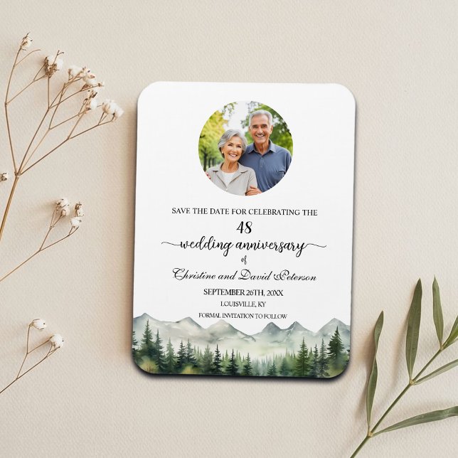 Magnet Flexible Mountain Pine 48 Anniversaire du Mariage Enregistr (Créateur téléchargé)