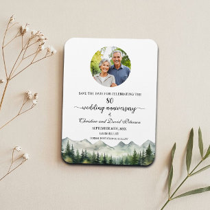 Magnet Flexible Mountain Pine 80 Anniversaire du Mariage Enregistr