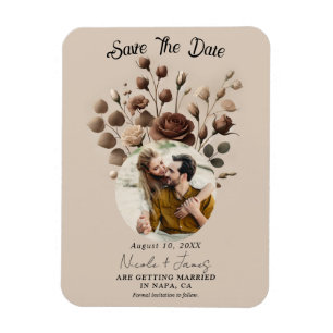 Magnet Flexible Mousse de café beige marron floral faire-part de s